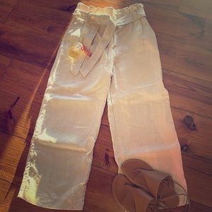 Zara high waisted linen ankle pants